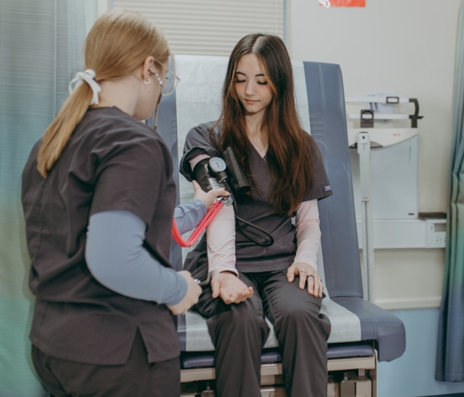 Health students take vitals