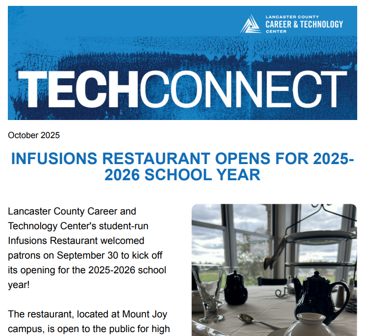 Screenshot of first newsletter page
