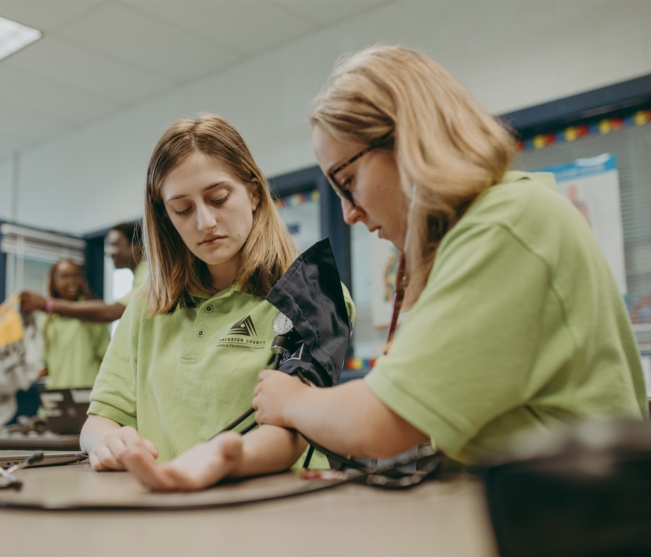 student takes vitals