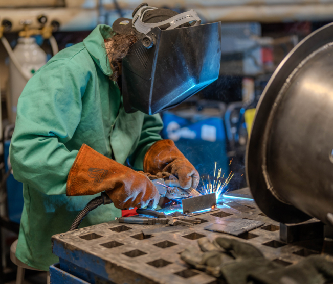 student welding